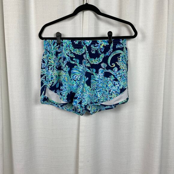 Lilly Pulitzer Luxletic Ocean Trail Shorts High Tide Navy Scuba Doo Sz.M - Picture 6 of 15
